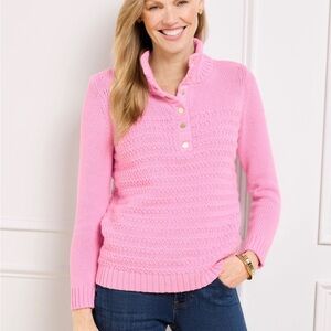 Talbots Cable Knit Chunky Sweater  Mockneck Medium Petite Preppy Academia